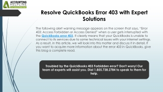 How to Resolve QuickBooks Error 403 Quickly