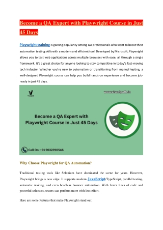 become a qa expert with playwright course in just