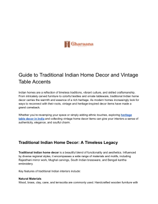 Guide to Traditional Indian Home Decor and Vintage Table Accents