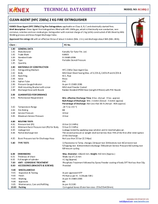 KANEX Clean Agent (HFC 236fa) 2 kg Fire Extinguishers