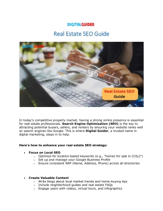 Real Estate SEO Guide- Digital Guider
