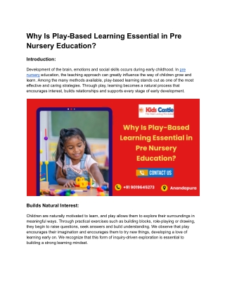 why is play based learning essential