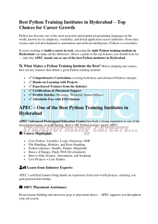 Best Python Training Institutes in Hyderabad