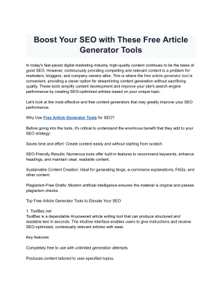 Boost Your SEO with These Free Article Generator Tools