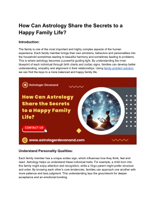 How Can Astrology Share the Secrets to a Happy Family Life