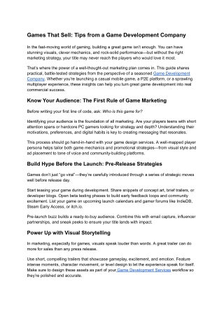 Games That Sell_ Tips from a Game Development Company