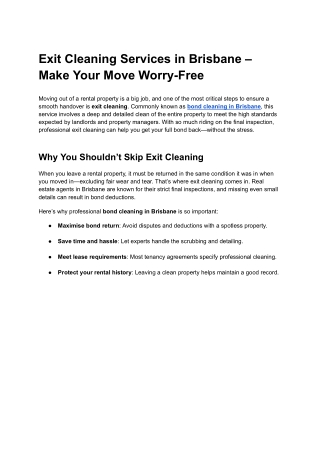 Exit Cleaning Services in Brisbane – Make Your Move Worry-Free