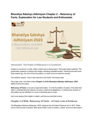 Bharatiya Sakshya Adhiniyam Chapter 2 – Relevancy of Facts_ Explanation for Law Students and Enthusiasts