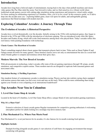 From Classic Games to Modern Marvels: Exploring Columbus' Must-Visit Arcades Nea
