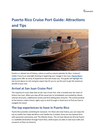 Puerto Rico Cruise Port: Guide Attractions and Tips