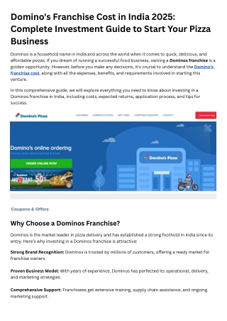 Domino's Franchise Cost
