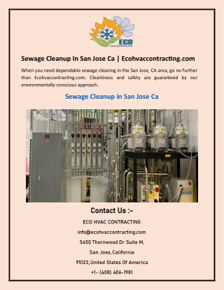 Sewage Cleanup In San Jose Ca  Ecohvaccontracting.com