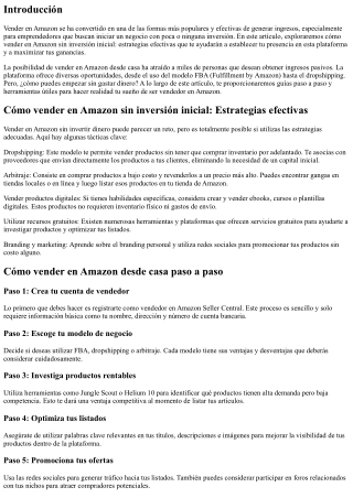 Cómo vender en Amazon sin inversión inicial: Estrategias efectivas