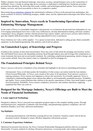 within a dynamic loan and financial landscape