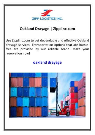 Oakland Drayage  Zipplinc.com