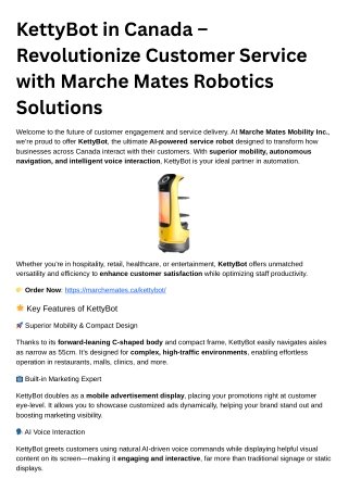 KettyBot in Canada – Revolutionize Customer Service with Marche Mates Robotics Solutions