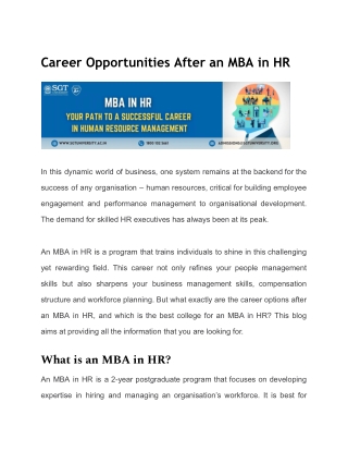 Career Opportunities After an MBA in HR