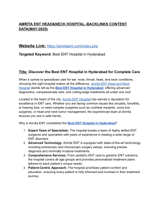amrita ent head neck hospital backlinks content