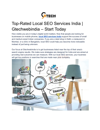 Top-Rated Local SEO Services India | Gtechwebindia – Start Today