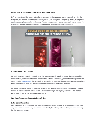 Double Door or Single Door Choosing the Right Fridge Rental