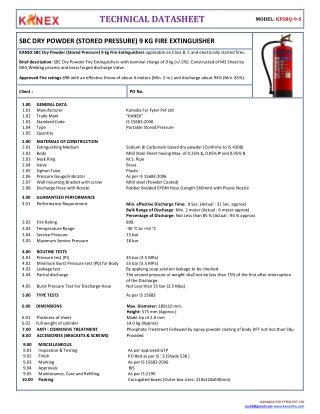KANEX SBC Dry Powder (Stored Pressure) 9 kg Fire Extinguishers