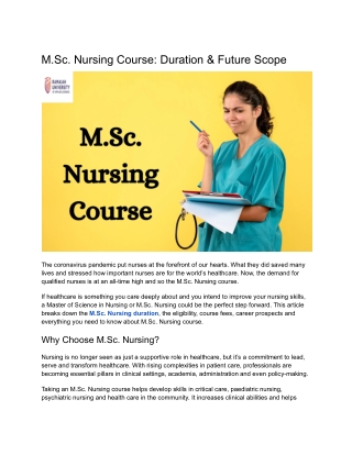 m sc nursing course duration future scope