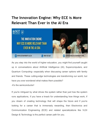 The Innovation Engine Why ECE is More Relevant Than Ever in the AI Era