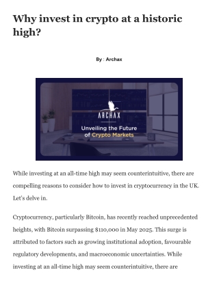 Why invest in crypto at a historic high?
