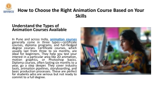 how to choose the right animation course based