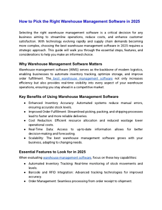 How to Pick the Right Warehouse Management Software in 2025