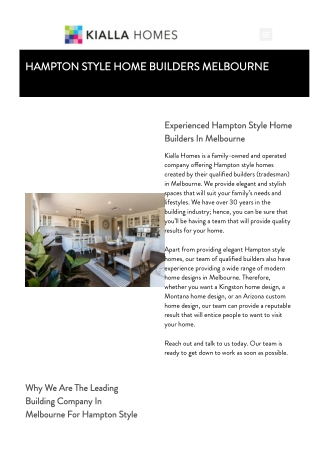 Hampton style home builders Melbourne