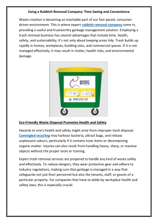 using a rubbish removal company time saving