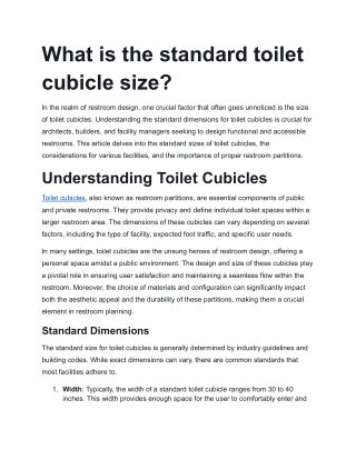 What is the standard toilet cubicle size