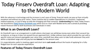 Get Pre-Approved Credit with Today Finserv Overdraft Loan