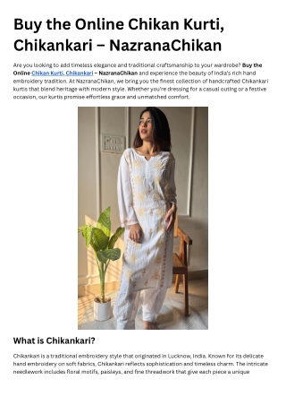 Buy the Online Chikan Kurti, Chikankari – NazranaChikan