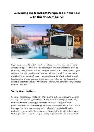Calculating The Ideal Heat Pump Size For Your Pool With This No-Math Guide!