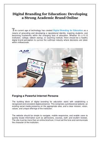 Digital Branding for Education, Developing a Strong Academic Brand Online