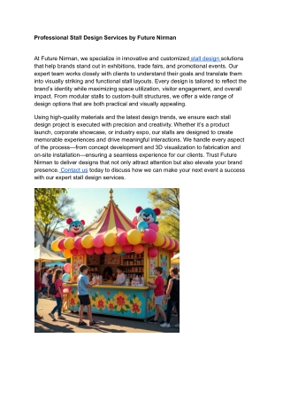 Professional Stall Design Services by Future Nirman