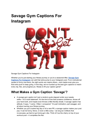 Savage Gym Captions For Instagram