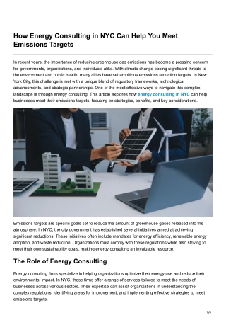 How Energy Consulting in NYC Can Help You Meet Emissions Targets