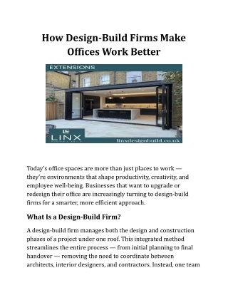how design build firms make offices work better