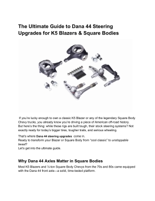 Dana 44 Steering Upgrades for K5 Blazers & Square Bodies | Ultimate Off-Road