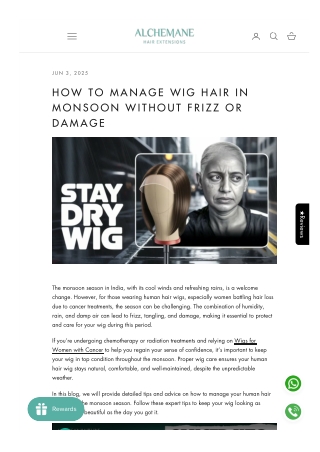 How to Manage Wig Hair in Monsoon Without Frizz or Damage