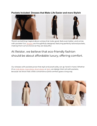 Pockets Included: Reistor's Dresses that Redefine Fashion
