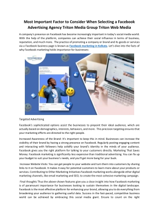 Most Important Factor to Consider When Selecting a Facebook Advertising Agency T