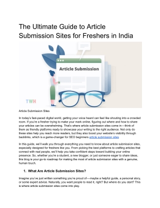 The Ultimate Guide to Article Submission Sites for Freshers in India
