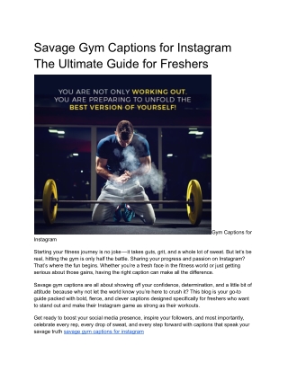 Savage Gym Captions for Instagram The Ultimate Guide for Freshers