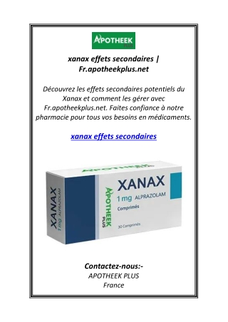 xanax effets secondaires | Fr.apotheekplus.net
