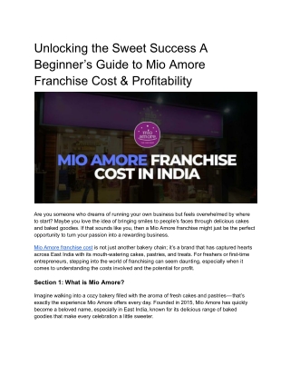 Unlocking the Sweet Success A Beginner’s Guide to Mio Amore Franchise Cost & Profitability