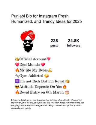 Punjabi Bio for Instagram Fresh, Humanized, and Trendy Ideas for 2025